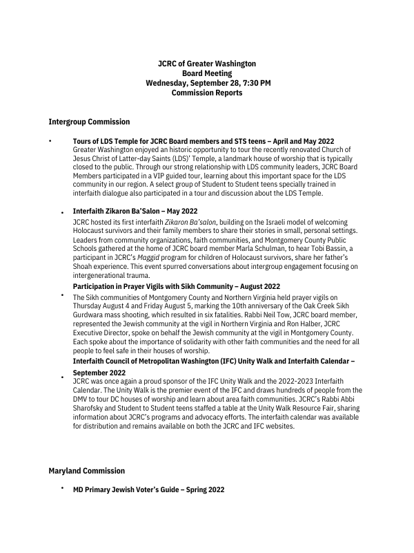 Commission Reports 9-28-22