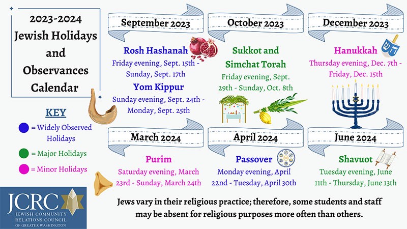 Jewish Calendar 2024 Holidays And Special Erma Odetta   2023 2024 Jewish Holidays And Observances 